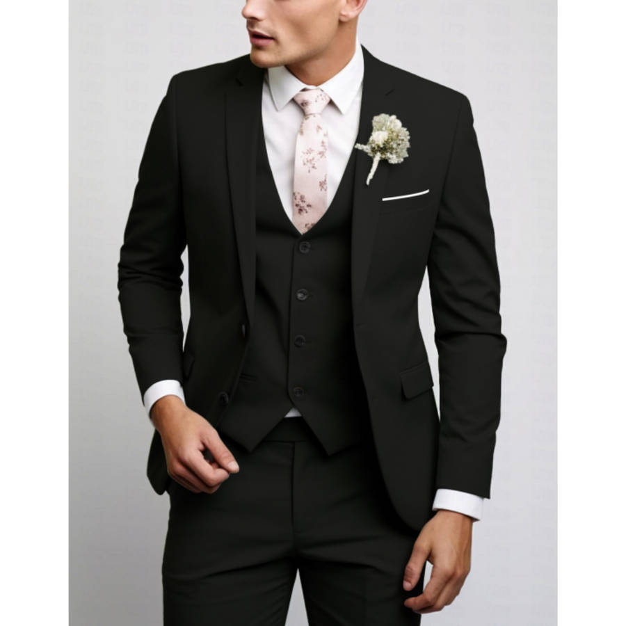 Garnitur Trzyczęściowy Slim Fit Męski z Kamizelką | Formalny na Wesele