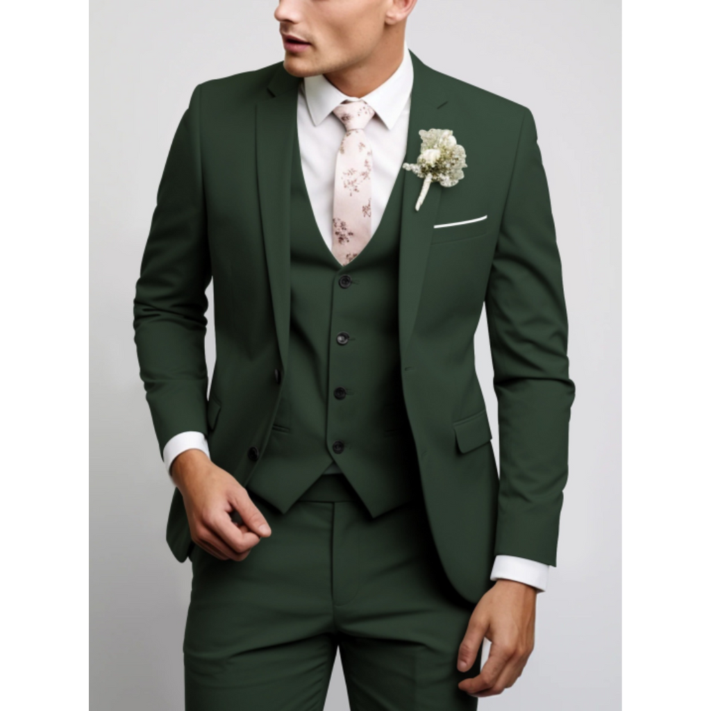 Garnitur Trzyczęściowy Slim Fit Męski z Kamizelką | Formalny na Wesele