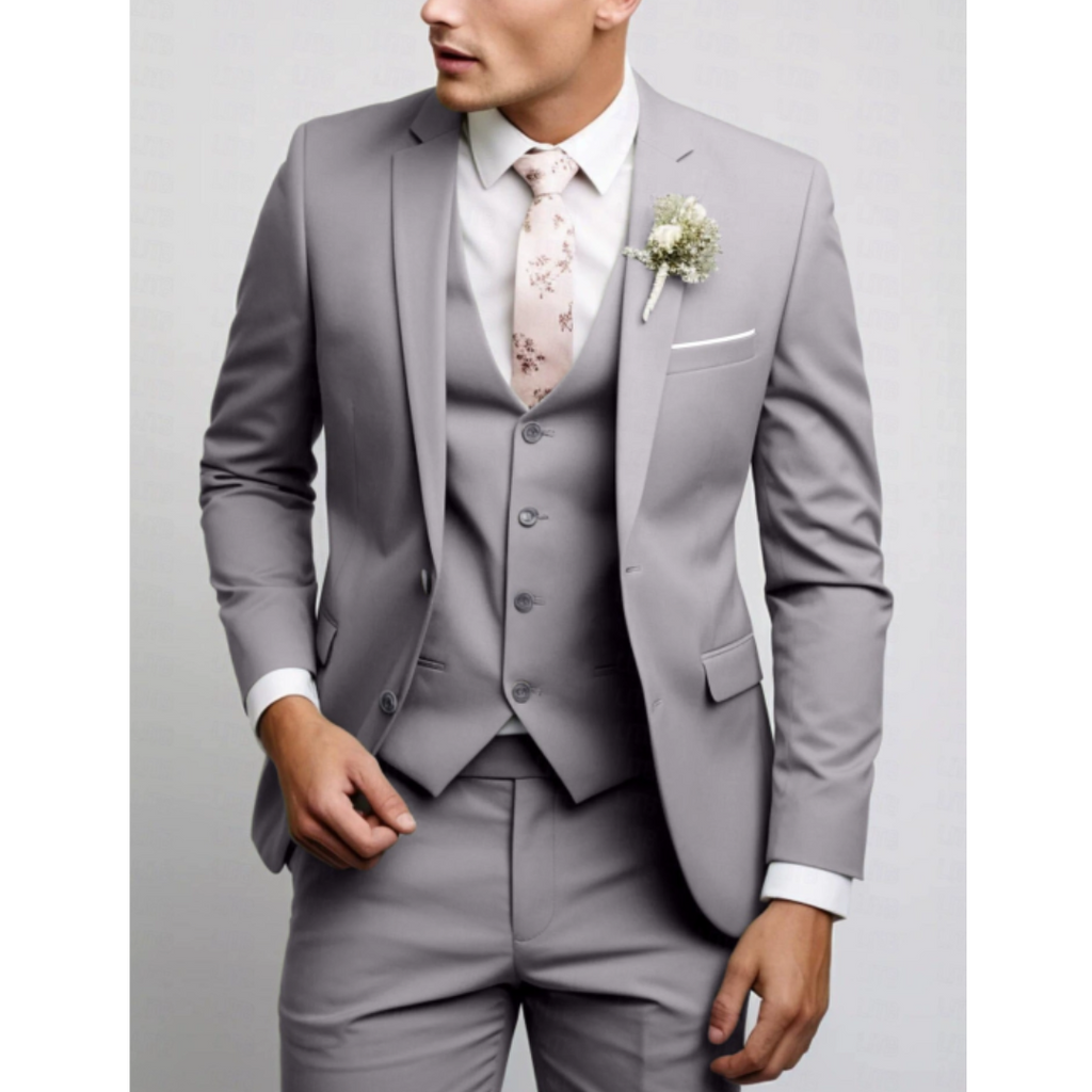 Garnitur Trzyczęściowy Slim Fit Męski z Kamizelką | Formalny na Wesele