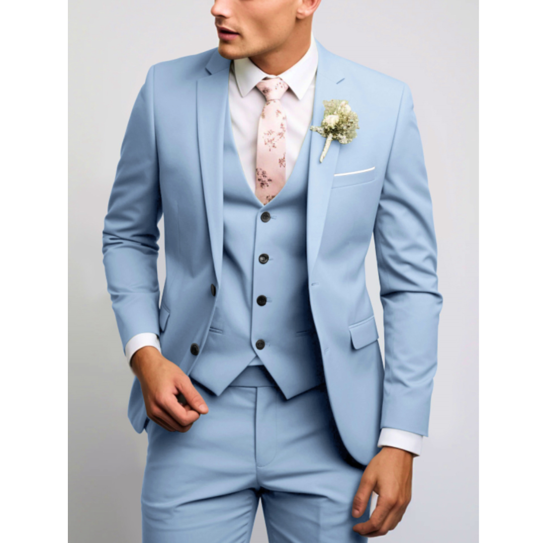 Garnitur Trzyczęściowy Slim Fit Męski z Kamizelką | Formalny na Wesele