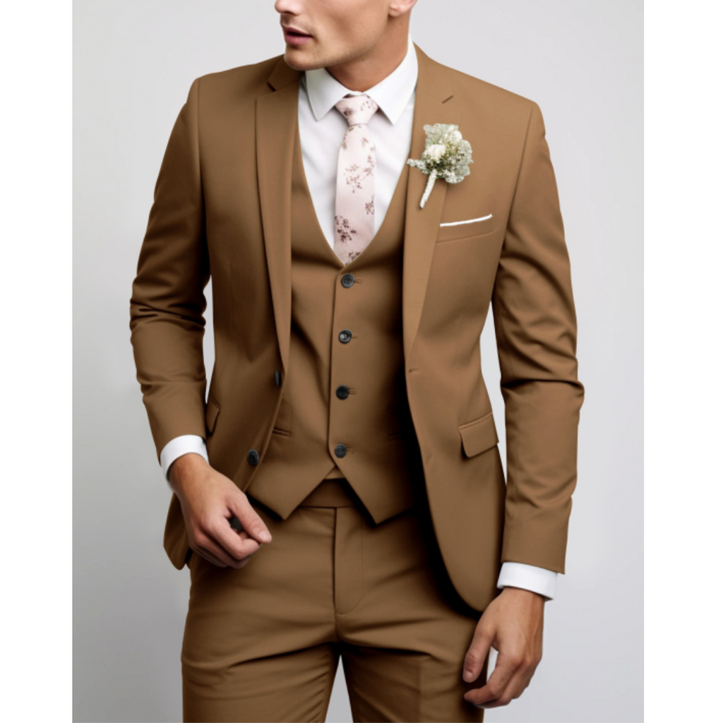 Garnitur Trzyczęściowy Slim Fit Męski z Kamizelką | Formalny na Wesele