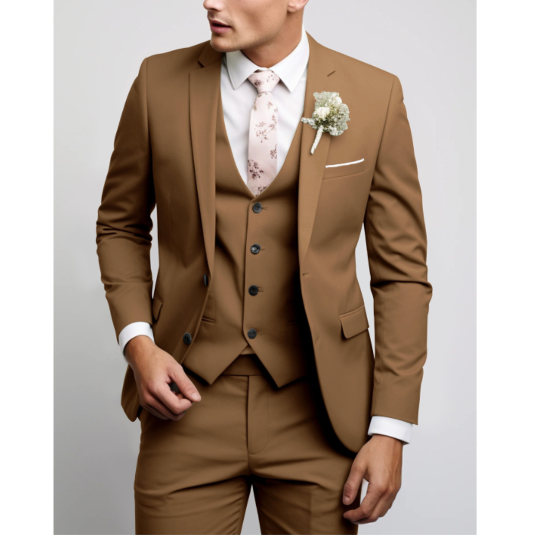 Garnitur Trzyczęściowy Slim Fit Męski z Kamizelką | Formalny na Wesele