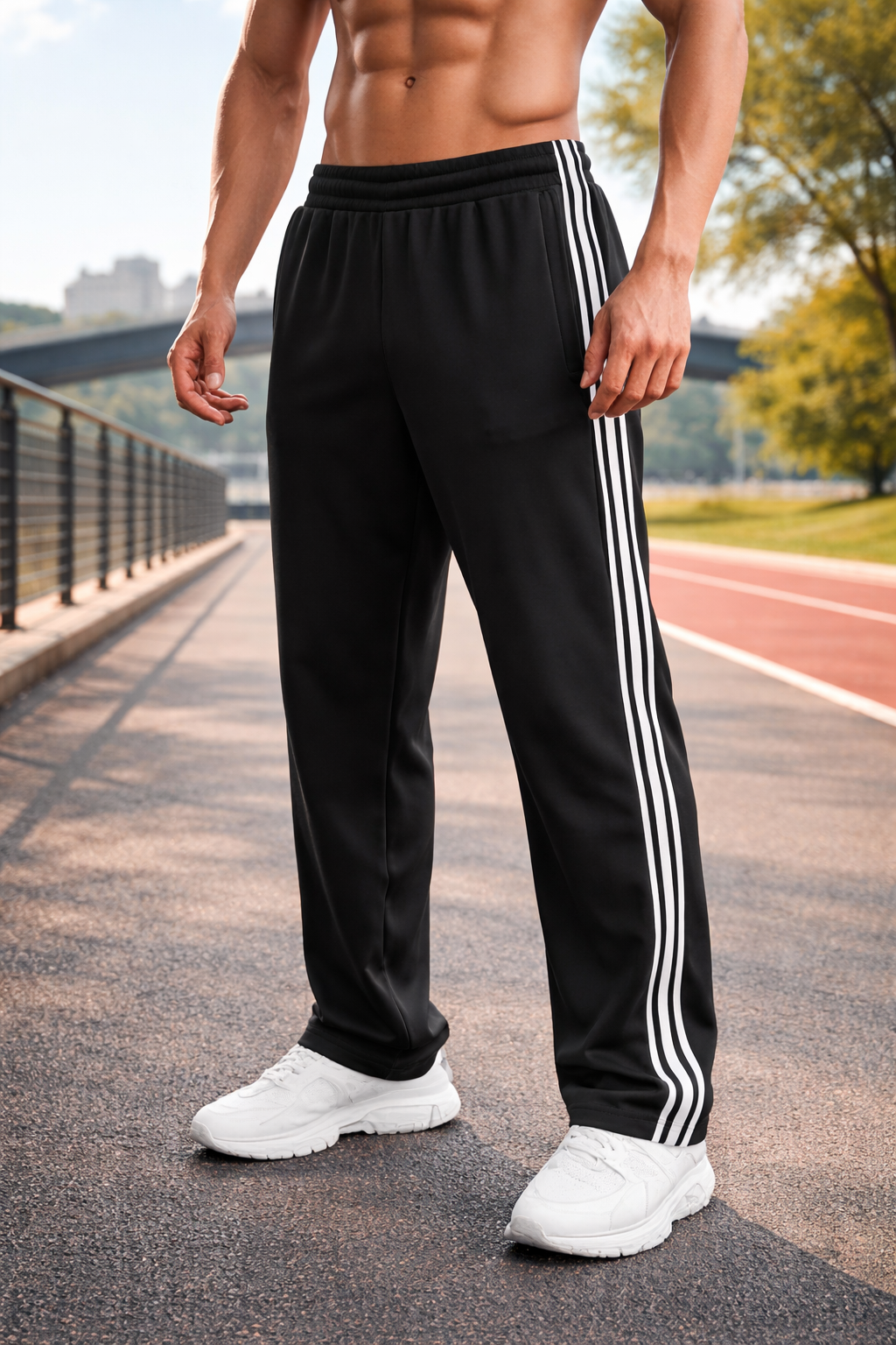 Spodnie Sportowe ze Ściągaczem Lekkie Przewiewne Męskie | na Trening i Co Dzień