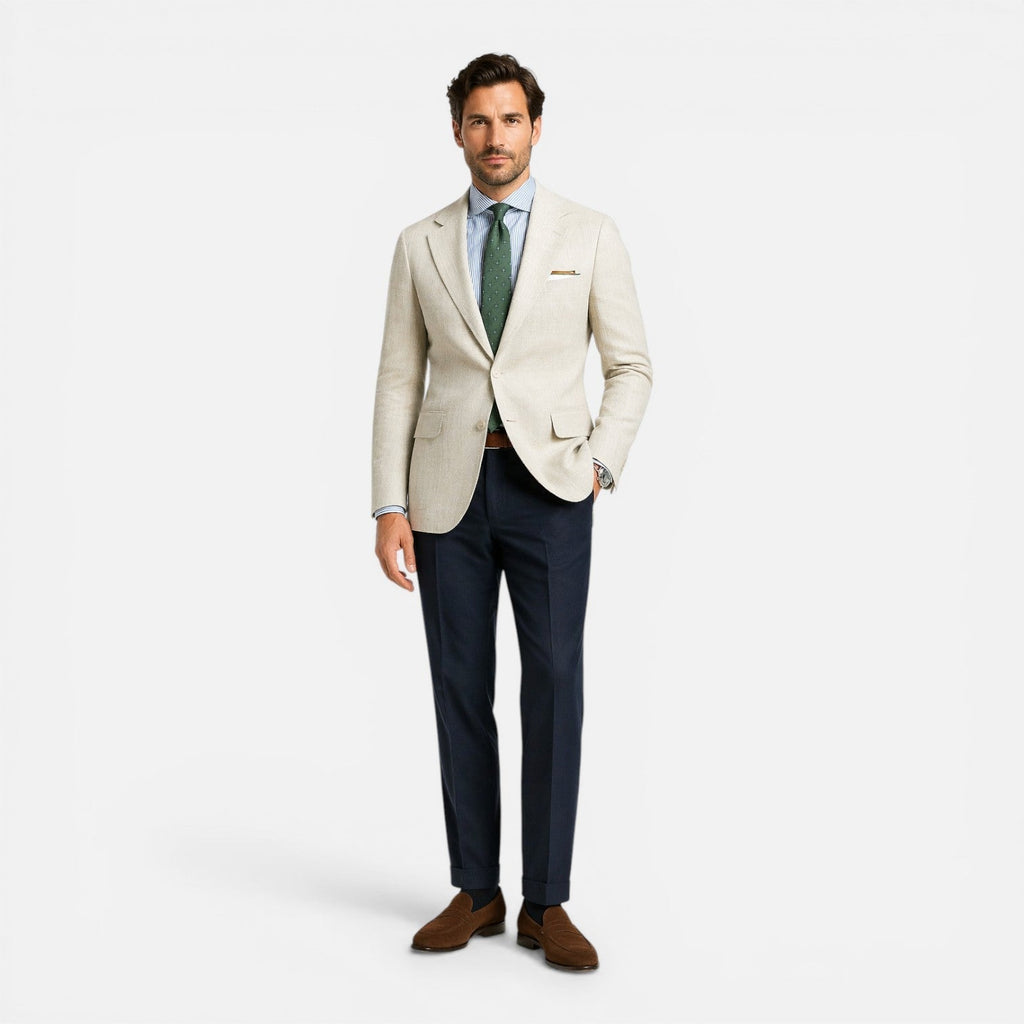 Marynarka Lniana Taliowana Slim Fit na Lato dla Mężczyzn | Styl Smart Casual