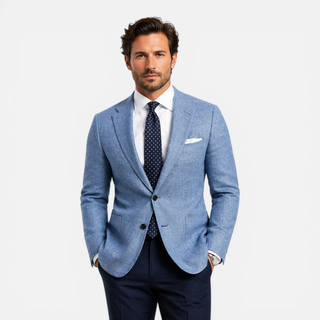 Marynarka Lniana Taliowana Slim Fit na Lato dla Mężczyzn | Styl Smart Casual