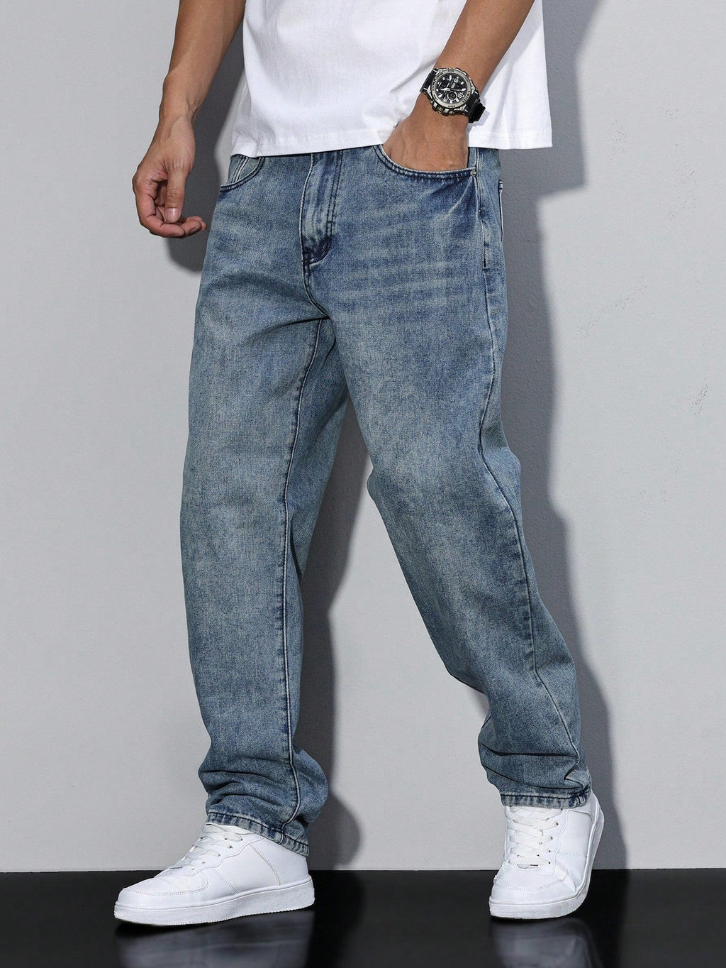 Dżinsy Męskie Prosta Nogawka Średni Stan Krój Regularny | Odzież Codzienna