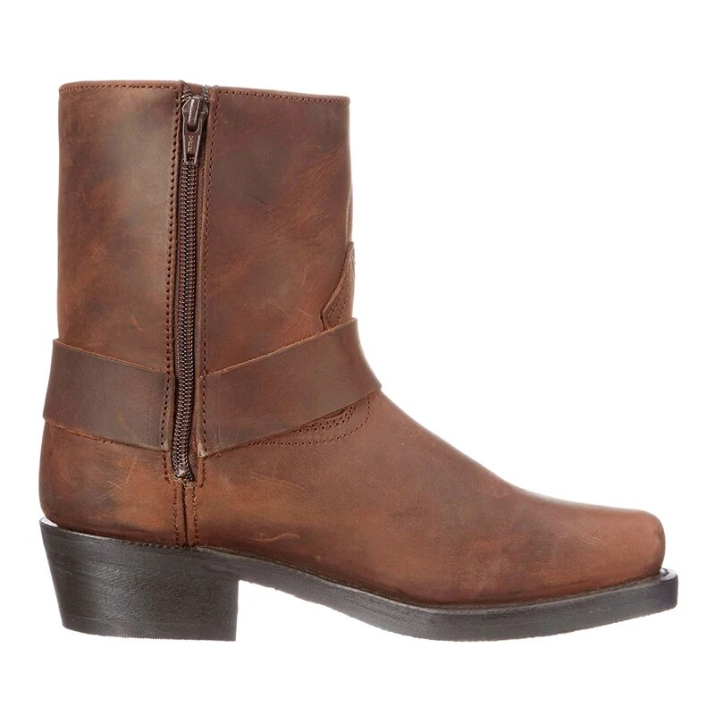 Buty kowbojskie skórzane męskie z gumową podeszwą i wkładką PU | Western