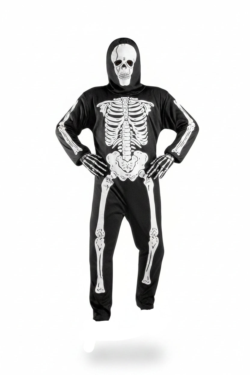 Czarno-biały Kostium Szkieleta z Maską Czaszki dla Chłopców na Halloween
