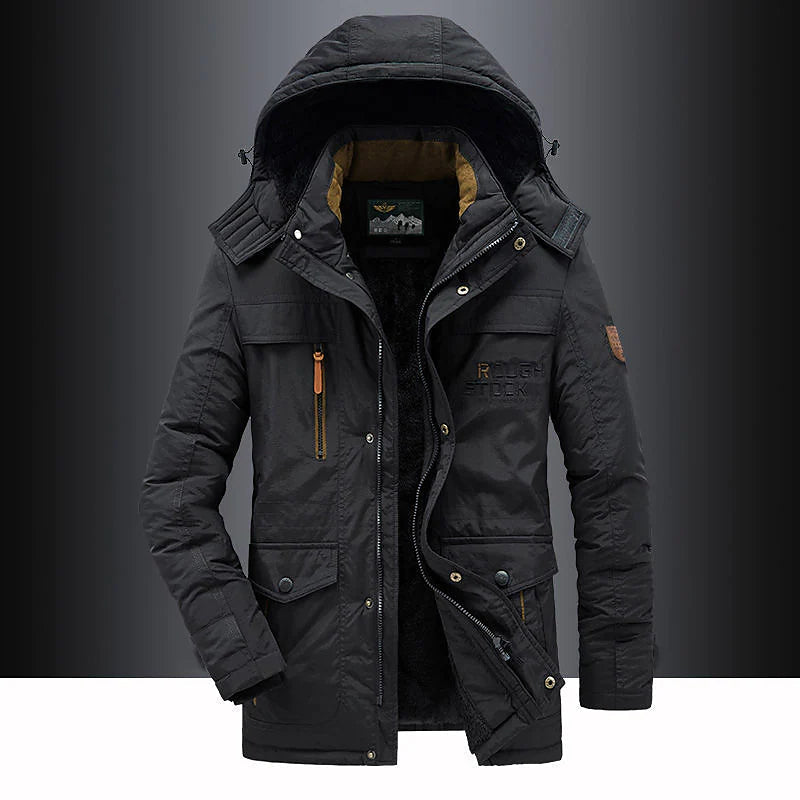 Kurtka Męska | Model Parka z Regulowanym Kapturem, Liczne Kieszenie