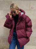 Kurtka Damska | Oversize Fit z Kapturem Chroniącym Głowę przed Wiatrem