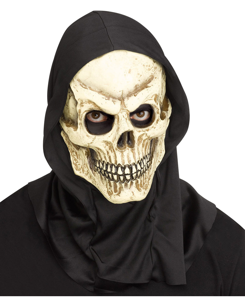 Beżowo-Brązowo-Czarna Maska Czaszki z Kapturem na Halloween dla Mężczyzn